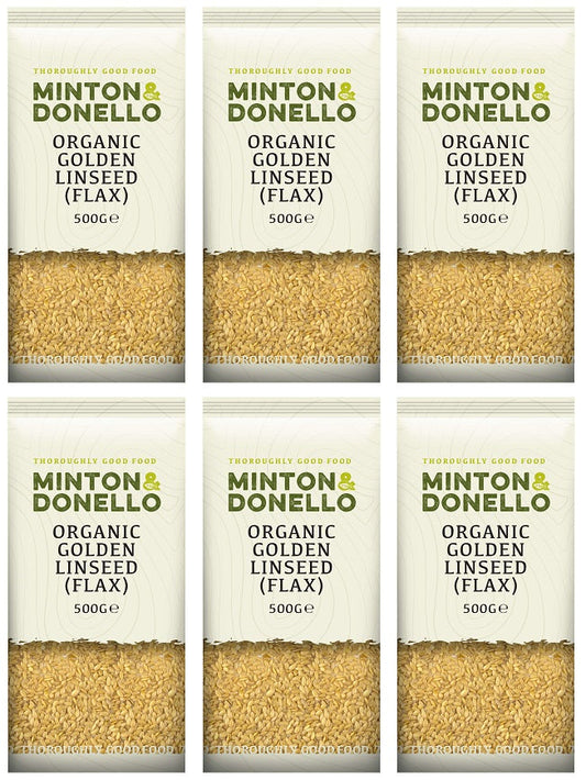 6 x Minton & Donello Organic Golden Linseed Flax - 500g