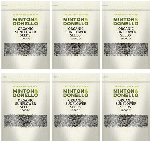 6 x Minton & Donello Organic Sunflower Seeds - 1000g
