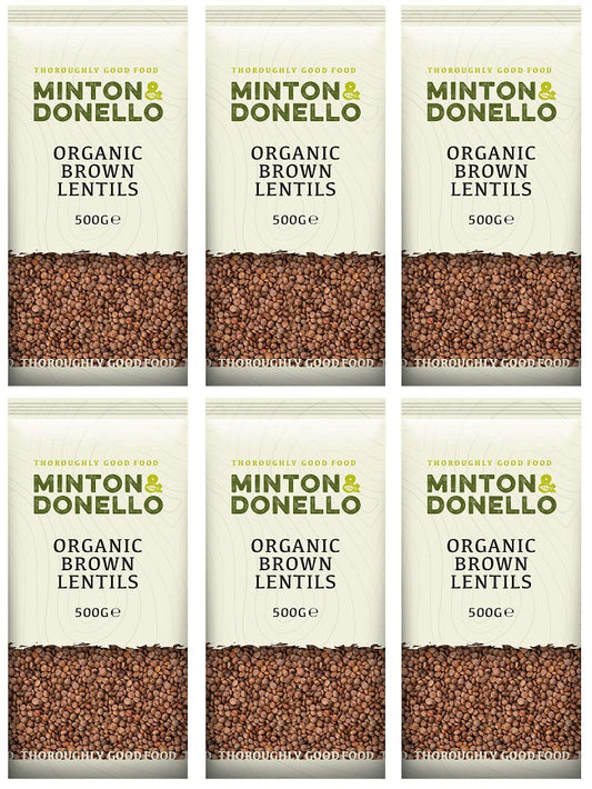 6 x Minton & Donello Organic Brown Lentils - 500g