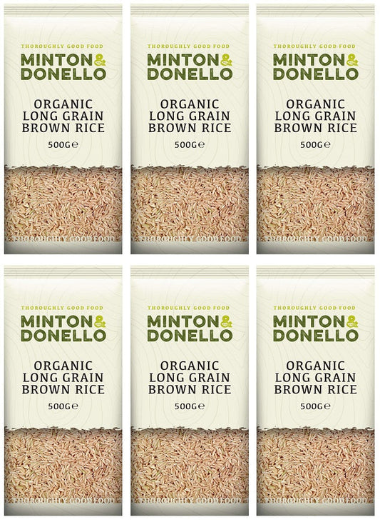 6 x Minton & Donello Organic Long Grain Brown Rice - 500g