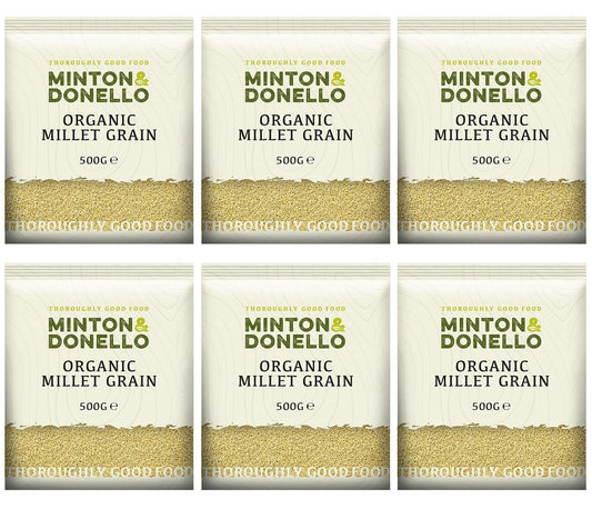 6 x Minton & Donello Organic Millet Grain Hulled - 500g