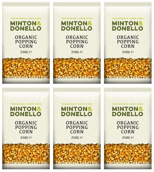 6 x Minton & Donello Organic Popcorn - 500g