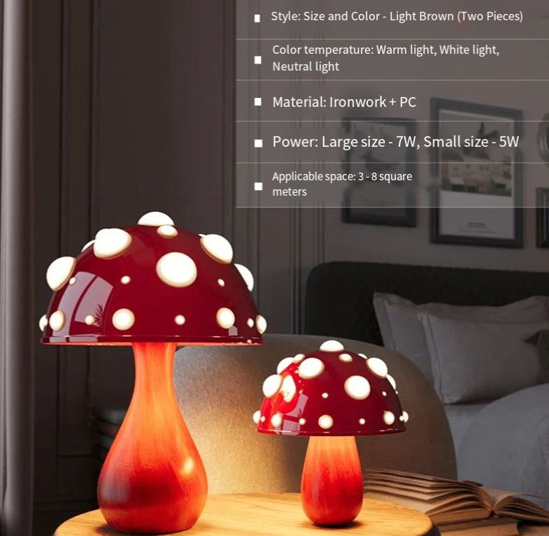 Mushroom Decorative Desk Lamp Bedroom Headboard Dimming Atmosphere Student Dormitory Desktop Night Light