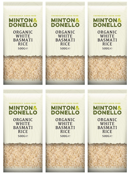 6 x Minton & Donello Organic White Basmati Rice - 500g