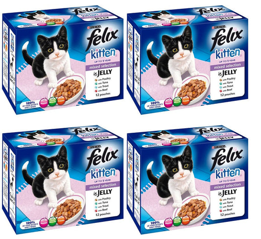 4 x Felix Kitten Mixed Selection In Jelly Cat Food 12X85G