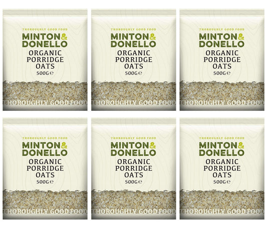 6 x Minton & Donello Organic Porridge Oats - 500g