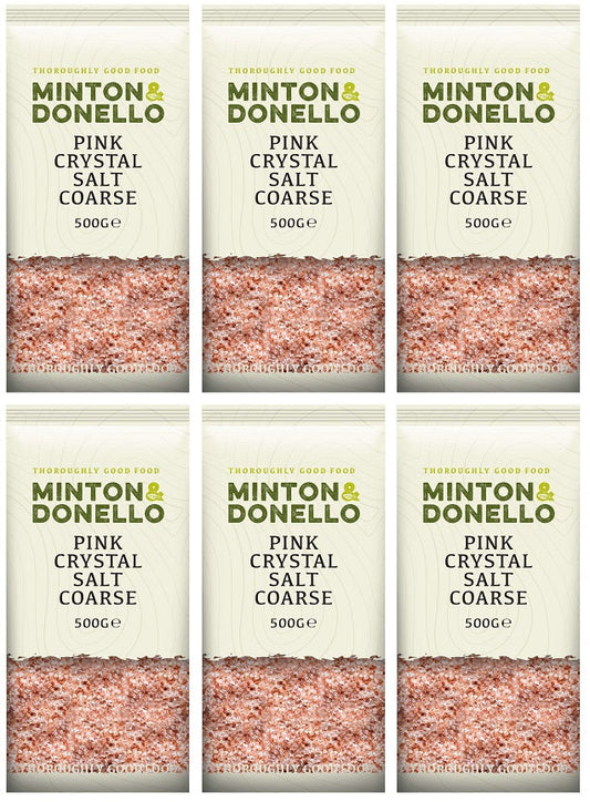 6 x Minton & Donello Pink Crystal Salt Coarse - 500g