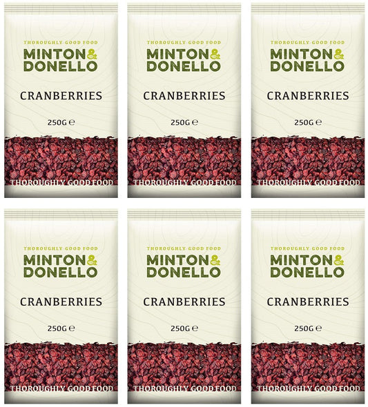 6 x Minton & Donello Dried Soft Cranberries - 250g
