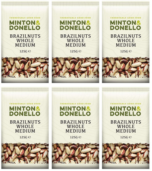 6 x Minton & Donello Brazilnuts Whole Medium - 125g