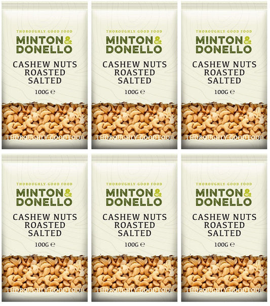 6 x Minton & Donello Cashew Nuts Roasted Salted - 100g