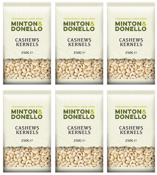 6 x Minton & Donello Cashews Kernels - 250g