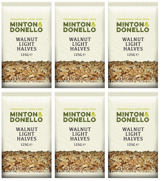 6 x Minton & Donello Walnut Light Halves - 125g