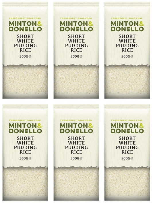 6 x Minton & Donello Short White Pudding Rice - 500g