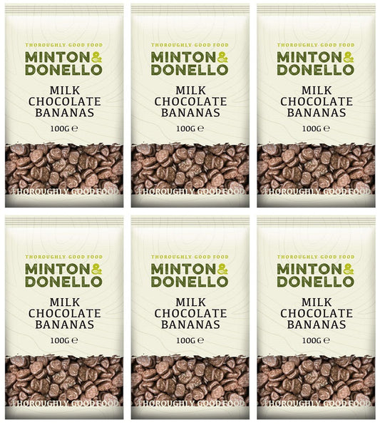 6 x Minton & Donello Milk Chocolate Bananas - 100g