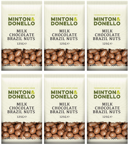 6 x Minton & Donello Milk Chocolate Brazils - 125g