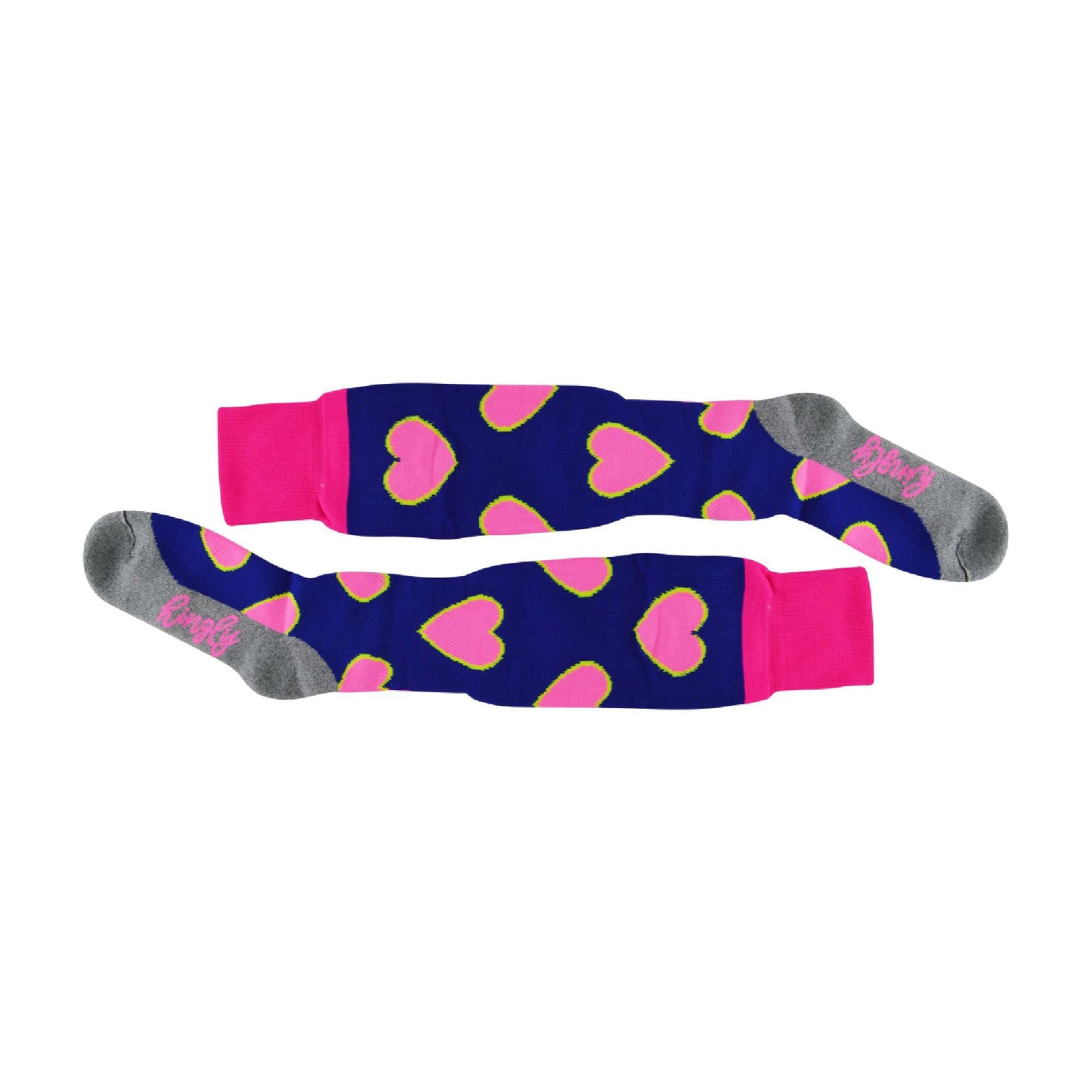 1 Pack Adults & Kids Knee High Patterned Hockey Socks - Pink / Blue Hearts