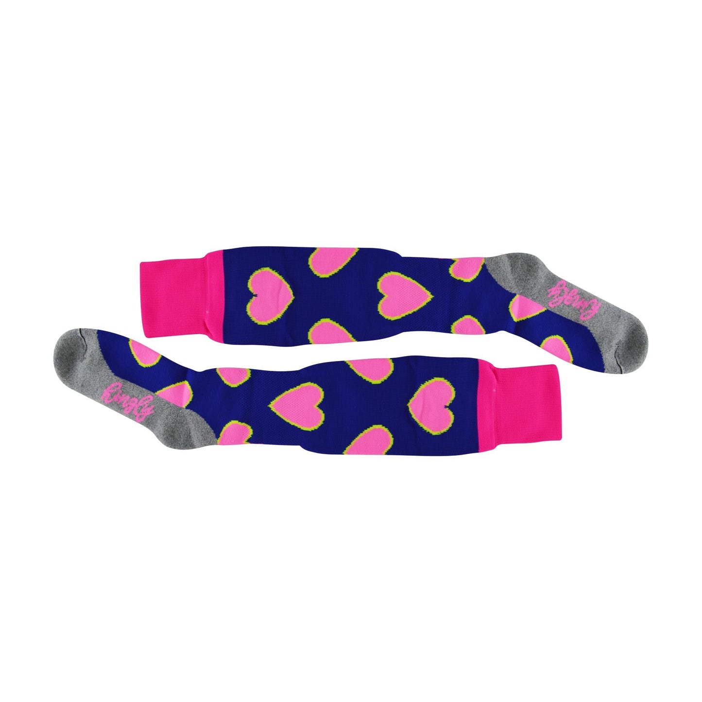 1 Pack Adults & Kids Knee High Patterned Hockey Socks - Pink / Blue Hearts