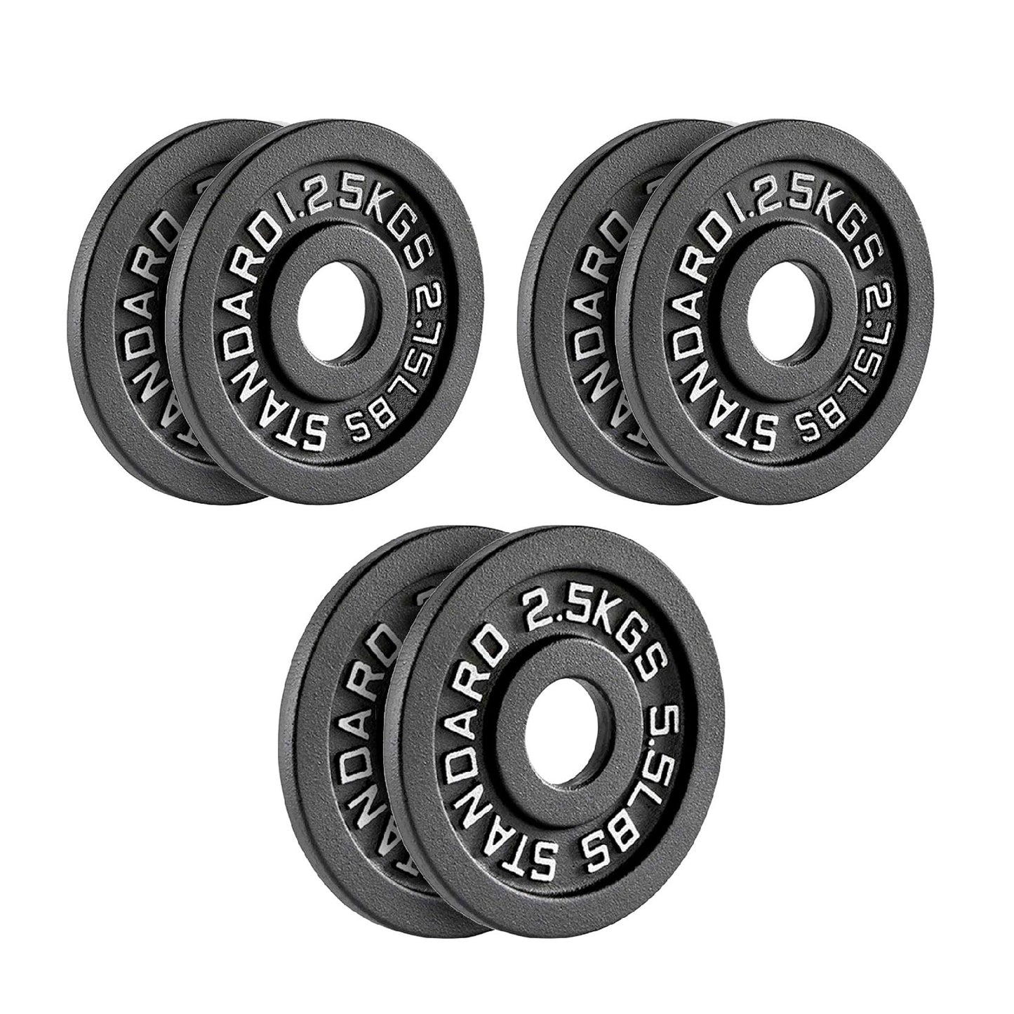 Cast Iron Weight Plates Set and Pair with Olympic Barbell + Clips