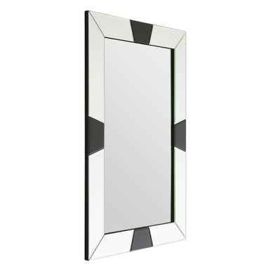 Milania Black And White Bevelled Border Wall Mirror