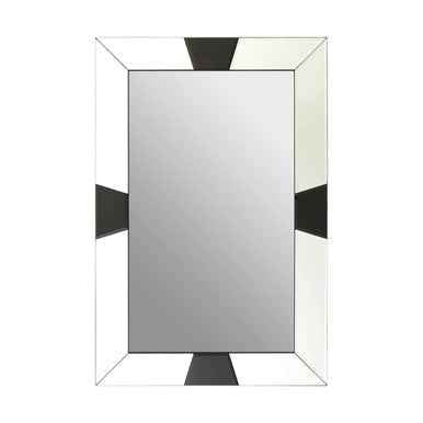 Milania Black And White Bevelled Border Wall Mirror