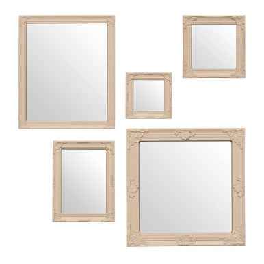 Brussels Set of 5 Baroque Mirrors Cream Finish Frame