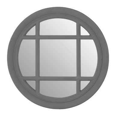 Hawthorne Flat Wood Round Grey Wall Mirr