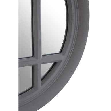 Hawthorne Flat Wood Round Grey Wall Mirr