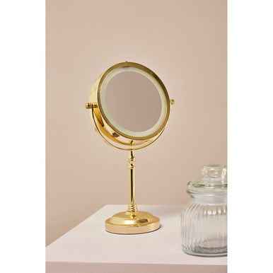 Cassini Gold Finish Iron Led Table Mirror