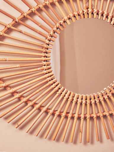 Mataram Natural Rattan Eye Shape Wall Mirror