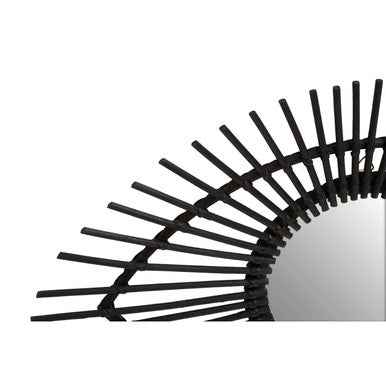 Mataram Black Natural Rattan Eye Shape Wall Mirror