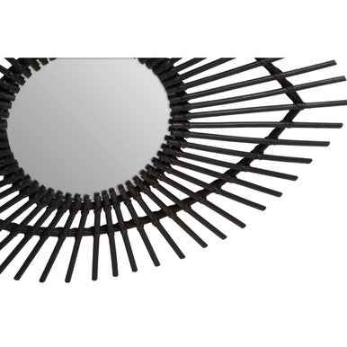 Mataram Black Natural Rattan Eye Shape Wall Mirror