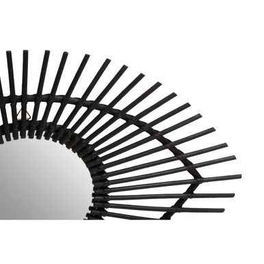 Mataram Black Natural Rattan Eye Shape Wall Mirror