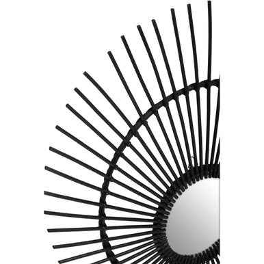 Mataram Black Natural Rattan Wall Mirror