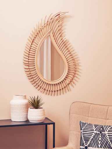 Mataram Teardrop Natural Rattan Wall Mirror