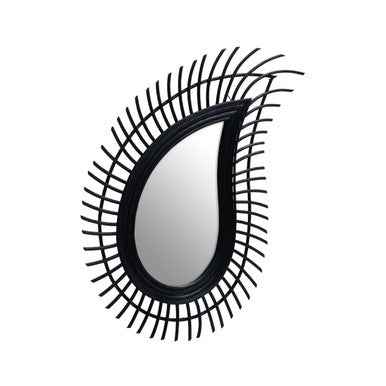 Mataram Teardrop Black Natural Rattan Wall Mirror