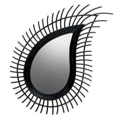 Mataram Teardrop Black Natural Rattan Wall Mirror