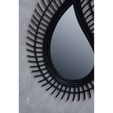 Mataram Teardrop Black Natural Rattan Wall Mirror