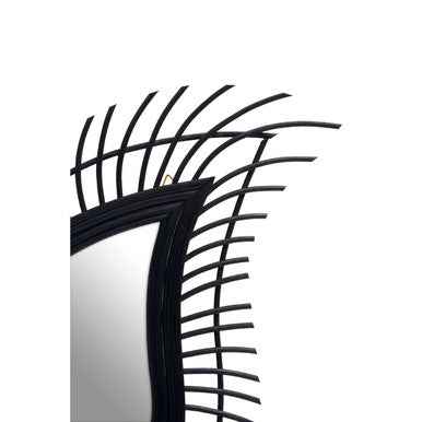 Mataram Teardrop Black Natural Rattan Wall Mirror