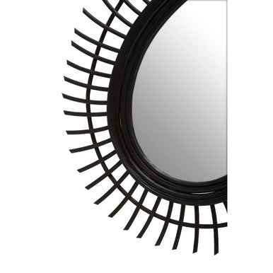 Mataram Teardrop Black Natural Rattan Wall Mirror