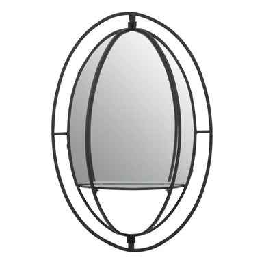 Avento Oval Shelved Black Wall Mirror