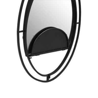 Avento Oval Shelved Black Wall Mirror