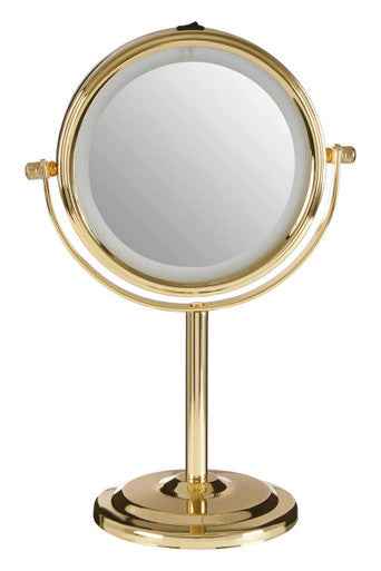 Cassini Gold Finish Small LED Table Mirror