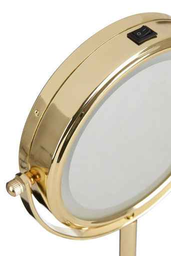Cassini Gold Finish Small LED Table Mirror