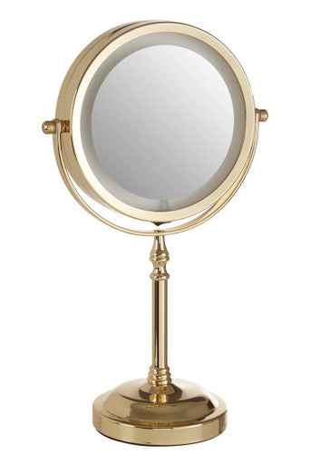 Cassini Gold Finish Large LED Table Mirror