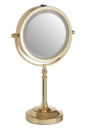 Cassini Gold Finish Large LED Table Mirror