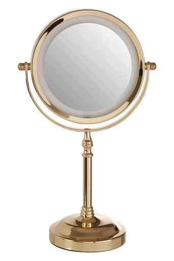 Cassini Gold Finish Large LED Table Mirror