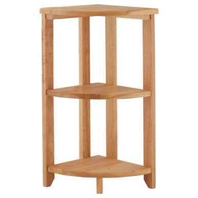 Three Tier Tropical Hevea Wood Corner Shelf Unit