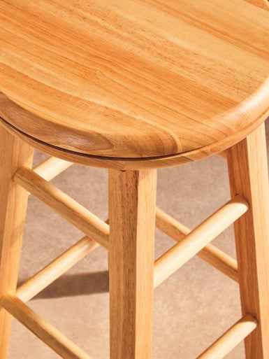 Solid Natural Tropical Hevea Wood Bar Stool
