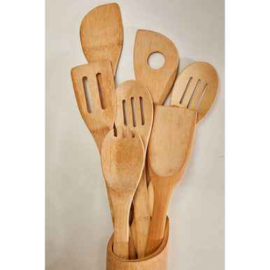 Aleki 6Pc Bamboo Kitchen Tool Set With Holder