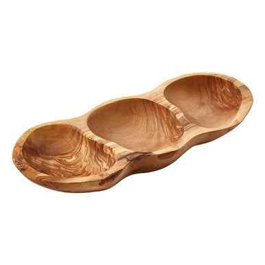 Kora 3 Section Olive Wood Antipasti Dish